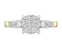 Pierścionek z żółtego złota z diamentami - 0,50 ct - próba 585