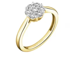 Pierścionek z żółtego złota z brylantami laboratoryjnymi - 0,35 ct - próba 585