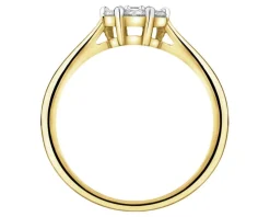 Pierścionek z żółtego złota z brylantami laboratoryjnymi - 0,35 ct - próba 585