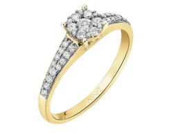 Pierścionek z żółtego złota z brylantami - 0,33 ct - próba 585