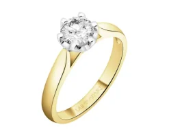 Pierścionek z żółtego złota z brylantem laboratoryjnym - 0,77 ct - próba 585