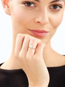 Pierścionek z żółtego złota z brylantem laboratoryjnym - 0,77 ct - próba 585