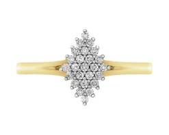 Pierścionek z żółtego złota z diamentami - 0,12 ct - próba 585