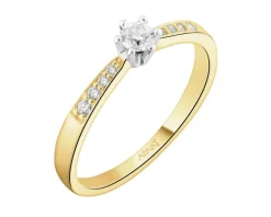 Pierścionek z żółtego złota z brylantami - 0,18 ct - próba 585