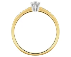 Pierścionek z żółtego złota z brylantami - 0,18 ct - próba 585