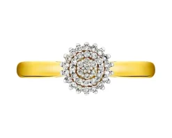 Pierścionek z żółtego złota z brylantami - 0,11 ct - próba 585