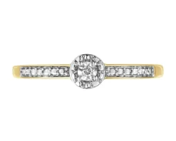 Pierścionek z żółtego złota z brylantem - 0,01 ct - próba 375