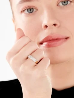 Pierścionek z żółtego złota z diamentami - 0,33 ct - próba 585