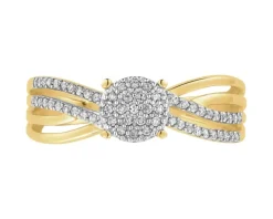 Pierścionek z żółtego złota z diamentami - 0,14 ct - próba 585