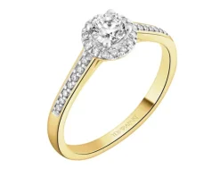 Pierścionek z żółtego złota z brylantami - 0,48 ct - próba 750