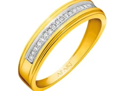 Pierścionek z żółtego złota z diamentami - 0,06 ct - próba 585