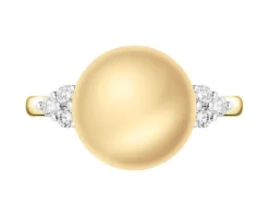 Pierścionek z żółtego złota z brylantami i perłą Golden South Sea - próba 585