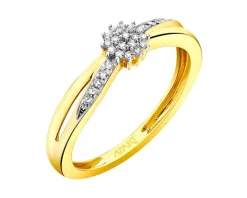 Pierścionek z żółtego złota z diamentami - 0,06 ct - próba 585