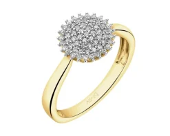 Pierścionek z żółtego złota z diamentami - 0,18 ct - próba 585