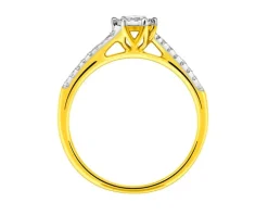 Pierścionek z żółtego złota z diamentami - 0,26 ct - próba 585