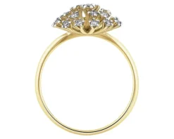 Pierścionek z żółtego złota z brylantami - 0,32 ct - próba 585