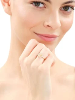 Pierścionek z żółtego złota z brylantami - 0,32 ct - próba 585