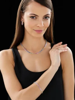 Pierścionek z żółtego złota z brylantami i szafirami kolorowymi - próba 585