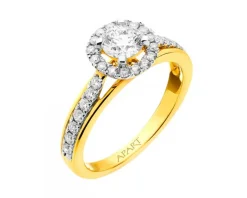 Pierścionek z żółtego złota z brylantami  - SI1/H - 0,91 ct - próba 585