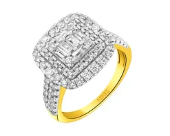 Pierścionek z żółtego złota z diamentami - 1,00 ct - próba 585