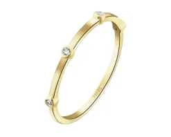 Pierścionek z żółtego złota z diamentami - 0,03 ct - próba 375