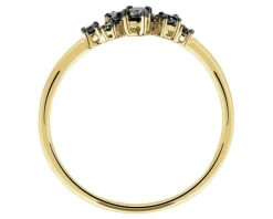 Pierścionek z żółtego złota z czarnymi brylantami - 0,15 ct - próba 375