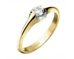 Pierścionek z żółtego złota z brylantem - 0,25 ct - próba 750