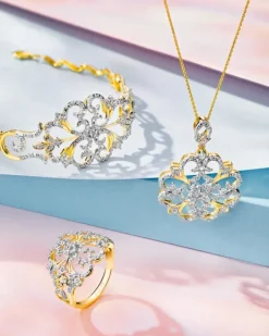 Pierścionek z żółtego złota z brylantami - 0,20 ct - próba 585