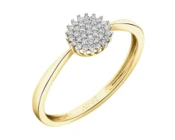 Pierścionek z żółtego złota z diamentami - 0,10 ct - próba 585
