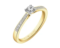 Pierścionek z żółtego złota z brylantami - 0,31 ct - próba 750