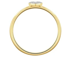 Pierścionek z żółtego złota z brylantami - serce - 0,03 ct - próba 585