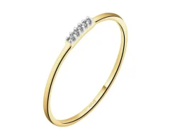 Pierścionek z żółtego złota z diamentami - 0,01 ct - próba 585