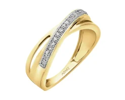 Pierścionek z żółtego złota z diamentami - 0,08 ct - próba 585