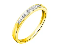 Pierścionek z żółtego złota z diamentami - 0,02 ct - próba 375