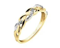 Pierścionek z żółtego złota z diamentami - 0,02 ct - próba 585