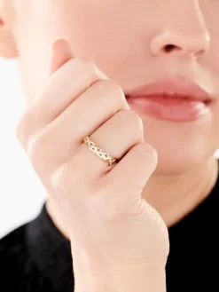 Pierścionek z żółtego złota z diamentami - 0,02 ct - próba 585