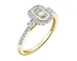 Pierścionek z żółtego złota z diamentami - 0,29 ct - próba 585