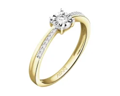 Pierścionek z żółtego złota z diamentami - 0,14 ct - próba 585