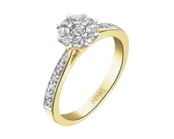 Pierścionek z żółtego złota z diamentami - 0,43 ct - próba 585