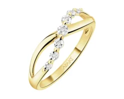 Pierścionek z żółtego złota z diamentami - 0,02 ct - próba 375