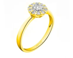 Pierścionek z żółtego złota z brylantami - 0,33 ct - próba 585