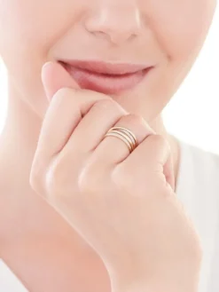 Pierścionek z żółtego złota z diamentami - 0,13 ct - próba 585