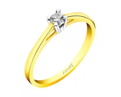 Pierścionek z żółtego złota z brylantem - serce - 0,10 ct - próba 585