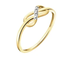Pierścionek z żółtego złota z diamentem - nieskończoność - 0,007 ct - próba 585
