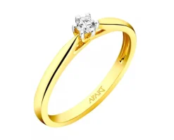Pierścionek z żółtego złota z brylantem - 0,08 ct - próba 585