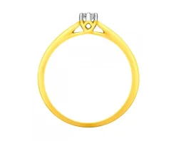 Pierścionek z żółtego złota z brylantem - 0,08 ct - próba 585