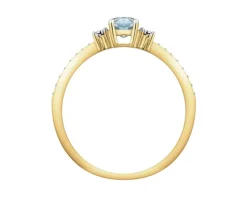 Pierścionek z żółtego złota z diamentami i topazem Sky Blue - próba 375