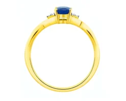 Pierścionek z żółtego złota z diamentami i szafirem - próba 585