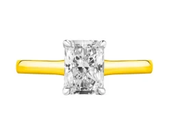 Pierścionek z żółtego złota z diamentem laboratoryjnym - 1,00 ct - próba 750