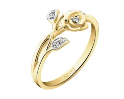 Pierścionek z żółtego złota z diamentami - róża - 0,04 ct - próba 585